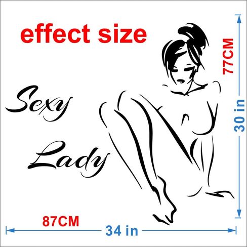 Stylish Lady Silhouette Wall Sticker – Removable PVC Decal for Beauty Spa Salon, Bathroom, and Bedroom – Elegant and Artistic Home Decor – Size 30"X30" (black-jwh306-sexy Girl) in Saudi Arabia