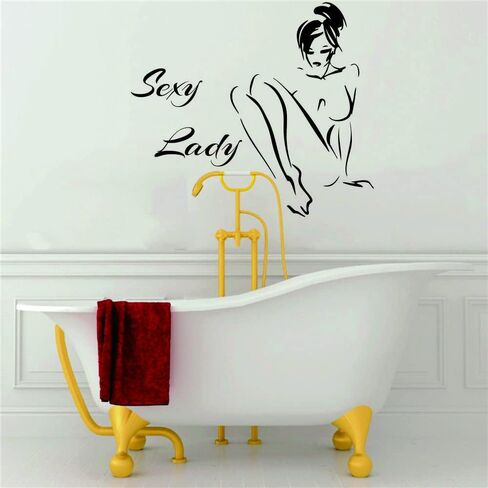 Stylish Lady Silhouette Wall Sticker – Removable PVC Decal for Beauty Spa Salon, Bathroom, and Bedroom – Elegant and Artistic Home Decor – Size 30"X30" (black-jwh306-sexy Girl) in Saudi Arabia