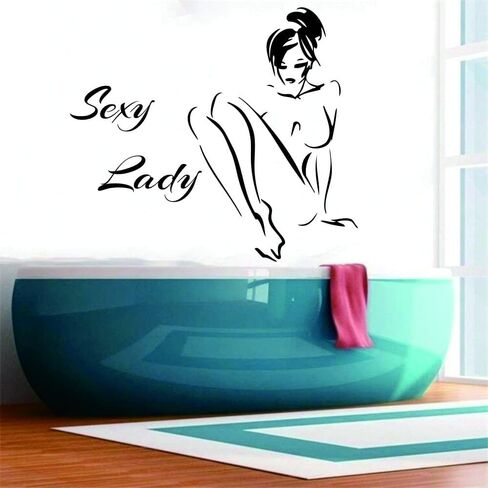 Stylish Lady Silhouette Wall Sticker – Removable PVC Decal for Beauty Spa Salon, Bathroom, and Bedroom – Elegant and Artistic Home Decor – Size 30"X30" (black-jwh306-sexy Girl) in Saudi Arabia