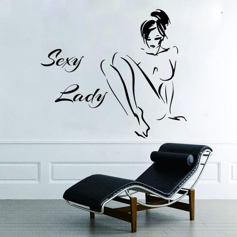 Stylish Lady Silhouette Wall Sticker – Removable PVC Decal for Beauty Spa Salon, Bathroom, and Bedroom – Elegant and Artistic Home Decor – Size 30"X30" (black-jwh306-sexy Girl) in Saudi Arabia