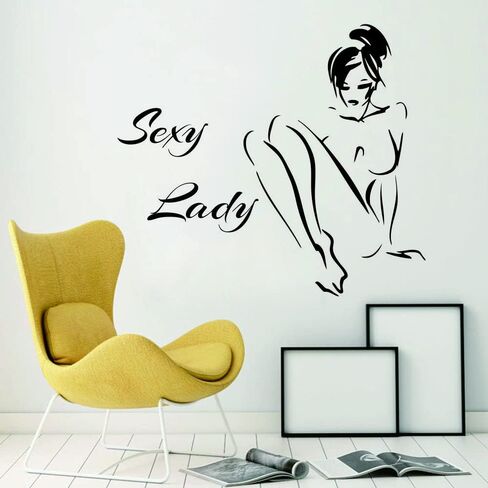 Stylish Lady Silhouette Wall Sticker – Removable PVC Decal for Beauty Spa Salon, Bathroom, and Bedroom – Elegant and Artistic Home Decor – Size 30"X30" (black-jwh306-sexy Girl) in Saudi Arabia