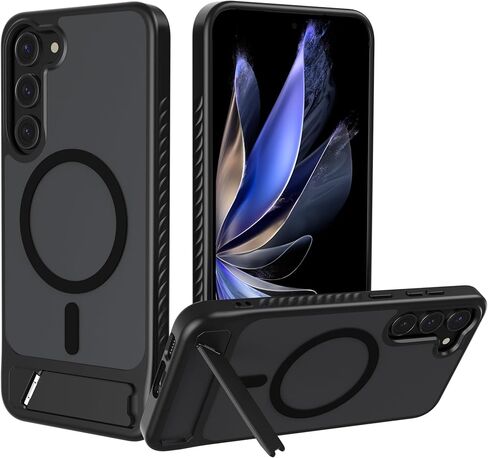 حافظة مغناطيسية لهاتف Samsung Galaxy S23+ Plus، [مسند مدمج غير مرئي] [متوافق مع MagSafe]، حماية من السقوط بدرجة ميل، غطاء نحيف شفاف مقاوم للصدمات لجراب Samsung S23 Plus، أسود in Kuwait