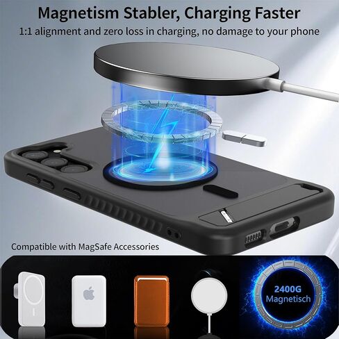 حافظة مغناطيسية لهاتف Samsung Galaxy S23+ Plus، [مسند مدمج غير مرئي] [متوافق مع MagSafe]، حماية من السقوط بدرجة ميل، غطاء نحيف شفاف مقاوم للصدمات لجراب Samsung S23 Plus، أسود in Kuwait