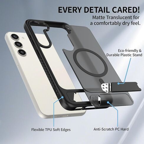 حافظة مغناطيسية لهاتف Samsung Galaxy S23+ Plus، [مسند مدمج غير مرئي] [متوافق مع MagSafe]، حماية من السقوط بدرجة ميل، غطاء نحيف شفاف مقاوم للصدمات لجراب Samsung S23 Plus، أسود in Kuwait