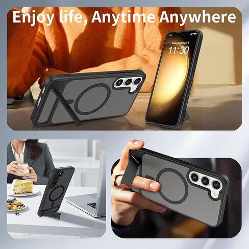 حافظة مغناطيسية لهاتف Samsung Galaxy S23+ Plus، [مسند مدمج غير مرئي] [متوافق مع MagSafe]، حماية من السقوط بدرجة ميل، غطاء نحيف شفاف مقاوم للصدمات لجراب Samsung S23 Plus، أسود in Kuwait