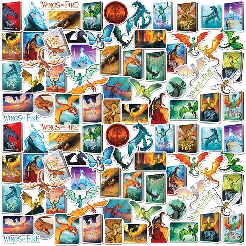 مجموعة متنوعة من الملصقات الفاخرة من الفينيل من مجموعة Wings of Fire الأدبية 50 قطعة - ملصقات مقطوعة بالقالب على شكل تنين خيالي لأجهزة الكمبيوتر المحمول، وزجاجة المياه، وسجلات القصاصات، والكمبيوتر اللوحي، والاستخدام الداخلي والخارجي in Kuwait