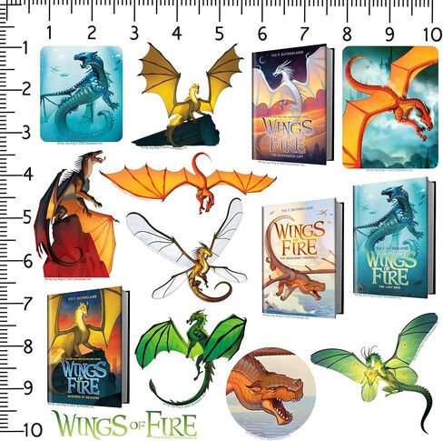 مجموعة متنوعة من الملصقات الفاخرة من الفينيل من مجموعة Wings of Fire الأدبية 50 قطعة - ملصقات مقطوعة بالقالب على شكل تنين خيالي لأجهزة الكمبيوتر المحمول، وزجاجة المياه، وسجلات القصاصات، والكمبيوتر اللوحي، والاستخدام الداخلي والخارجي in Kuwait
