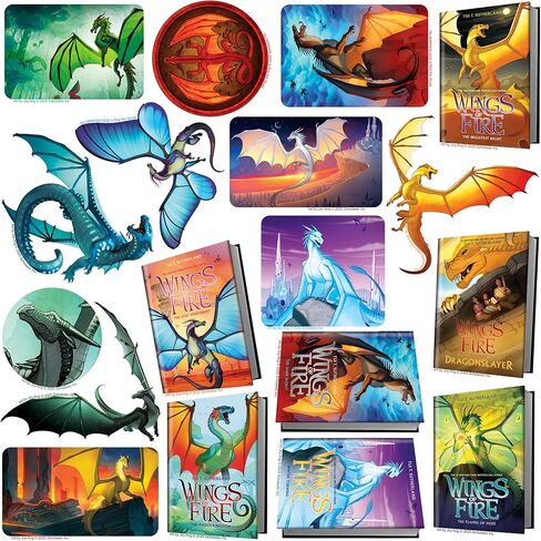 مجموعة متنوعة من الملصقات الفاخرة من الفينيل من مجموعة Wings of Fire الأدبية 50 قطعة - ملصقات مقطوعة بالقالب على شكل تنين خيالي لأجهزة الكمبيوتر المحمول، وزجاجة المياه، وسجلات القصاصات، والكمبيوتر اللوحي، والاستخدام الداخلي والخارجي in Kuwait