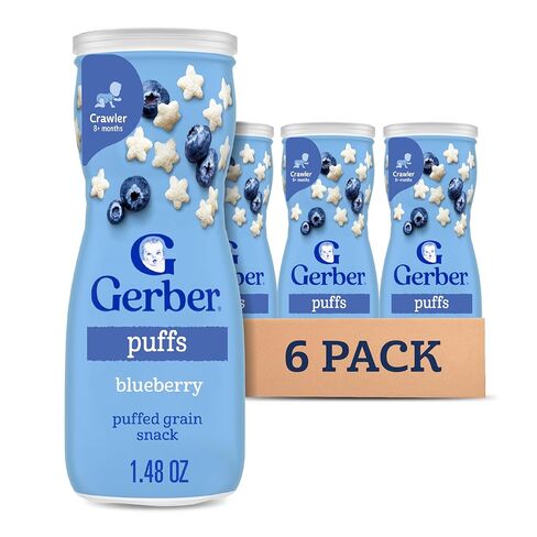 Gerber Baby Snacks Puffs, Blueberry, 1.48 Ounce (Pack of 6) in Kuwait