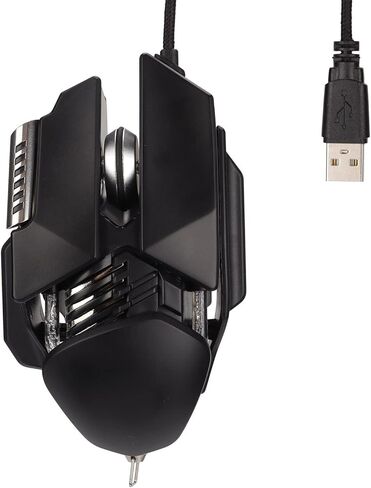 Wired Mechanical Mouse,12800 DPI Ergonomics Retractable Adjustment RGB USB Black 6D Gaming Mouse Comfortable Grip PC Computer Gaming in Kuwait