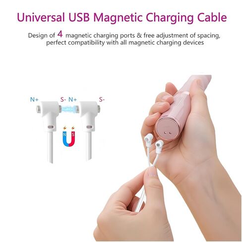حزمة واحدة - كابل شحن مغناطيسي عالمي للمدلك، شاحن بديل لكابل شحن سريع USB-A مع منفذ شحن قابل للتعديل للمدلك الشخصي والورد وغيرها من الألعاب القابلة لإعادة الشحن (USB-A) in Kuwait