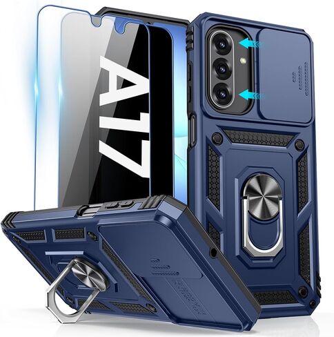 Goton متوافق مع حافظة هاتف Samsung Galaxy A17 5G مع [الخصوصية + واقي شاشة زجاجي مقوى عالي الدقة] وغطاء كاميرا وحلقة مسند، حافظة ممتصة للصدمات من الدرجة العسكرية لهاتف A17 4G 5G/A26 in Kuwait