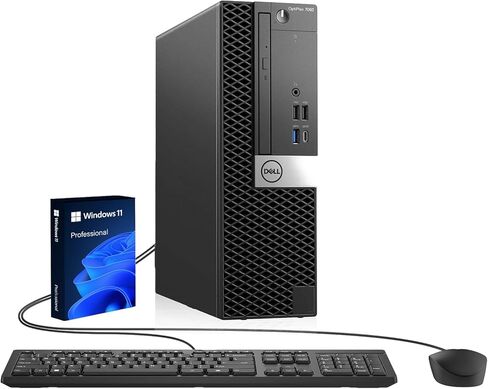 كمبيوتر مكتبي Dell Optiplex 7060 SFF، Intel Core i7-8700، ذاكرة وصول عشوائي DDR4 سعة 16 جيجابايت، SSD 256 جيجابايت، لوحة مفاتيح وماوس، منافذ DisplayPorts، HDMI، VGA، Windows 11 Pro (متجدد) in Kuwait
