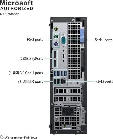 كمبيوتر مكتبي Dell Optiplex 7060 SFF، Intel Core i7-8700، ذاكرة وصول عشوائي DDR4 سعة 16 جيجابايت، SSD 256 جيجابايت، لوحة مفاتيح وماوس، منافذ DisplayPorts، HDMI، VGA، Windows 11 Pro (متجدد) in Kuwait