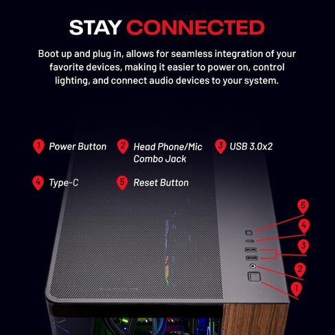 كمبيوتر سطح المكتب Skytech Gaming Prism 4، Ryzen 9 9900X3D 4.4 جيجا هرتز (5.5 جيجا هرتز)، AMD RX 9070XT 16 جيجا، لوحة X670، 2 تيرابايت Gen4 NVMe SSD، 32 جيجا DDR5 RAM 6000 RGB، 1000 وات Gold PSU، 360 مم ARGB AIO، Wi-Fi، Win 11 in Saudi Arabia