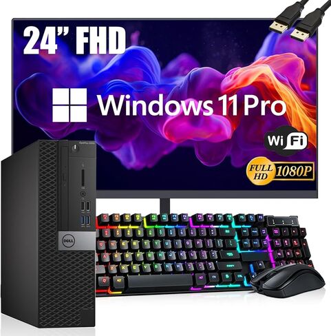 مجموعة كمبيوتر مكتبي طراز OptiPlex 5050 SFF من Dell مع شاشة FHD مقاس 24 بوصة، ومعالج Intel Core i5-6500، وذاكرة وصول عشوائي سعتها 16 جيجابايت، ومحرك أقراص SSD سعة 256 جيجابايت، ولوحة مفاتيح وماوس، وواي فاي، ومنفذي عرض، وHDMI، ونظام التشغيل Windows 11 Pro  in Kuwait