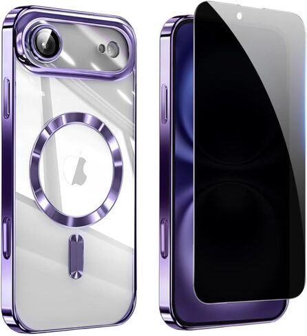 Privacy Case for iPhone 17 Pro,Magnetic iPhone 17Pro Case Clear with Privacy Screen Protector & Camera Protector [Compatible with MagSafe],Shockproof TPU Cover for iPhone Pro 17 Phone Cases in Saudi Arabia