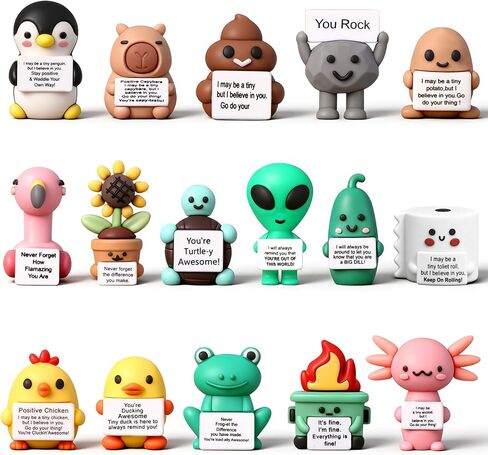 Gejoy 16 قطعة من المطاط الصغير You Rock Toys مجموعة شخصيات روك صغيرة هدايا إيجابية وزخارف سطح المكتب وديكورات هدايا ملهمة للموظفين والموظفين والمعلمين والفرق والأصدقاء (رواية) in Kuwait