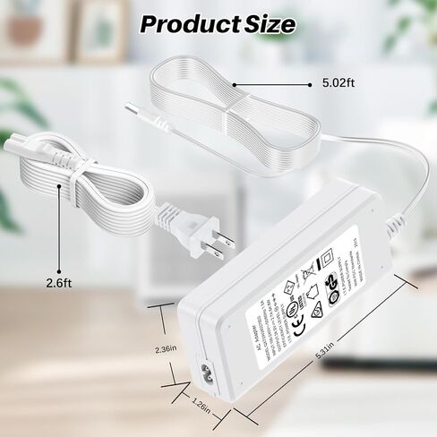 24V AC/DC Adapter Charger for Levoit Vital 200S LAP-V201S-WUS LAP-V201S-AUSR Smart True HEPA,for Levoit Air Purifier LAPV201SWUS LAPV201SAUSR 24VDC 2.7A Power Supply Cord Cable with UL Listed in Saudi Arabia
