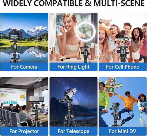 76.38" Camera Tripod Fits DSLR/Mirrorless/Phone, 11lb Load, Quick Release, Aluminum Legs, 18.5" to 76.38" Adjustable, 3.7lbs Lightweight for Travel/Live Stream/Vlog/Photography, Black in Saudi Arabia