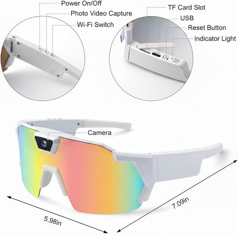 Pov Glasses 4k Baseball with Camera Smart Glasse for Men Women Sunglasses Cameras and Audio Video Action 2026 Upgrade Eyeglasses Running Style Meets Function Sports Cycling Hiking HD(Ice blue) in Saudi Arabia