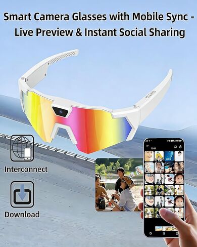 Pov Glasses 4k Baseball with Camera Smart Glasse for Men Women Sunglasses Cameras and Audio Video Action 2026 Upgrade Eyeglasses Running Style Meets Function Sports Cycling Hiking HD(Ice blue) in Saudi Arabia