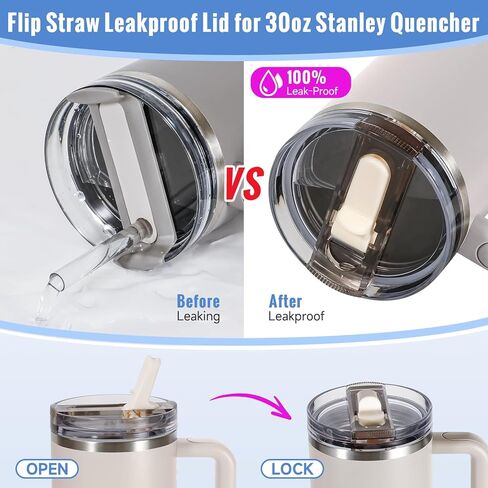 30oz Flip Straw Lid for Stanley Quencher H2.0 Tumbler, 2 Pack Leak Proof Lid Replacement No Spill Cover for Stanley Cup Accessories ProTour (Rose Quartz,Rose Quartz) in Saudi Arabia