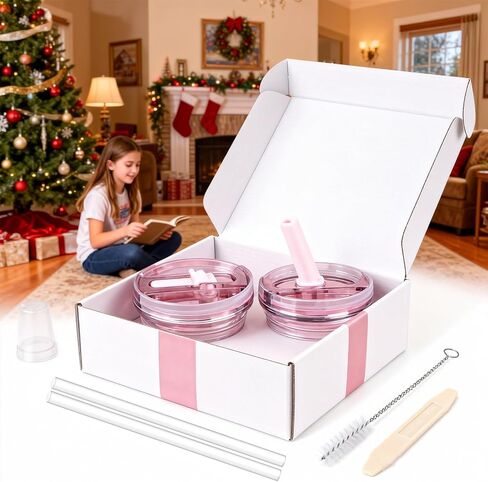 30oz Flip Straw Lid for Stanley Quencher H2.0 Tumbler, 2 Pack Leak Proof Lid Replacement No Spill Cover for Stanley Cup Accessories ProTour (Rose Quartz,Rose Quartz) in Saudi Arabia