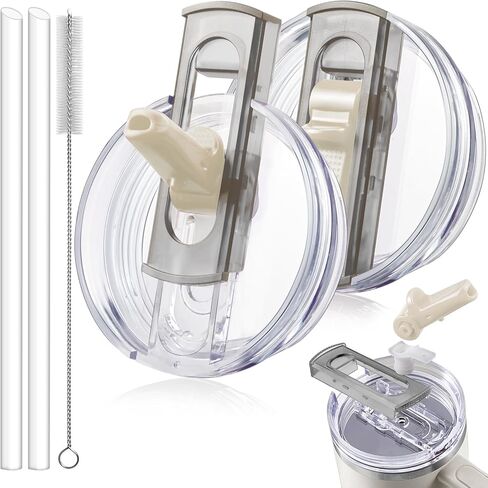 30oz Flip Straw Lid for Stanley Quencher H2.0 Tumbler, 2 Pack Leak Proof Lid Replacement No Spill Cover for Stanley Cup Accessories ProTour (Rose Quartz,Rose Quartz) in Saudi Arabia