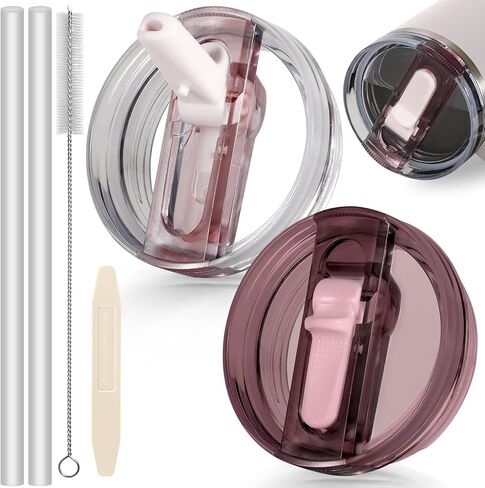 30oz Flip Straw Lid for Stanley Quencher H2.0 Tumbler, 2 Pack Leak Proof Lid Replacement No Spill Cover for Stanley Cup Accessories ProTour (Rose Quartz,Rose Quartz) in Saudi Arabia