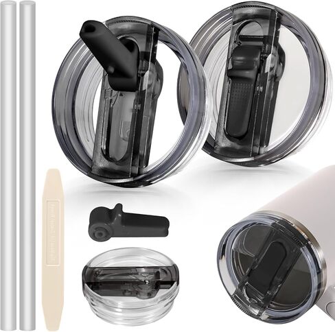 30oz Flip Straw Lid for Stanley Quencher H2.0 Tumbler, 2 Pack Leak Proof Lid Replacement No Spill Cover for Stanley Cup Accessories ProTour (Rose Quartz,Rose Quartz) in Kuwait