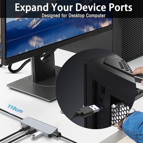 موزع USB 3.0 من MEIRIYFA، موزع USB 4 في 1 موزع USB من الألومنيوم 1 * منفذ USB3.0 (5 جيجابايت في الثانية) + 3 * منفذ USB2.0 (480 ميجابايت في الثانية) لسطح المكتب والكمبيوتر المحمول ومحرك الأقراص المحمول والكمبيوتر الشخصي ولوحات المفاتيح - 1 متر in Kuwait