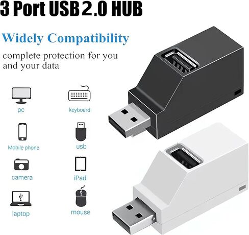HUB Adapter Extender Mini Splitter Box, Multi Ports Hub 3-Port 2.0 Hub No External Power Supply for Desktop Laptop in Saudi Arabia