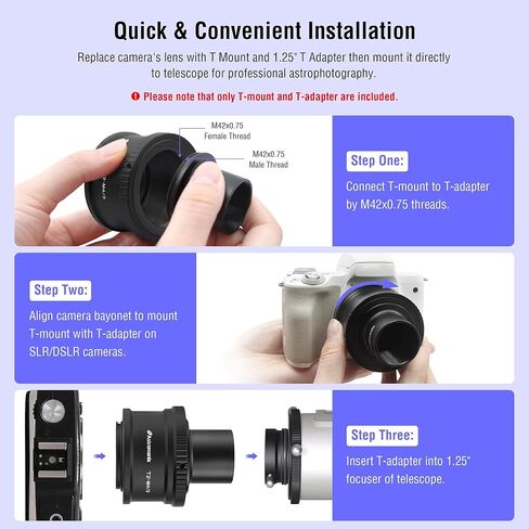 Astromania T T2 Mount and M42 to 1.25" Telescope Adapter - Bundle with - Anti-Vibration Suppression Pads in Saudi Arabia