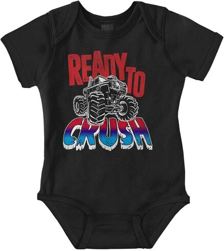 Brisco Brands Cool Ready To Crush Monster Truck Baby Bodysuit Jumper Boys in Saudi Arabia