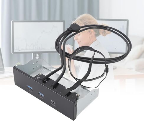 محور اللوحة الأمامية USB، GEN2x2 USB A Type C 3 منافذ 5.25 بوصة 19 دبوس 20 جيجابت في الثانية لوحة تمديد محرك الأقراص الضوئية، محور أمامي متعدد المنافذ، للكمبيوتر الشخصي in Kuwait