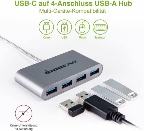 IOGEAR USB-C إلى USB 3.0 Hub - 1 USB-C in - 4 USB 3.0 Out - USB 3.0 معدل بيانات يصل إلى 5 جيجابت في الثانية - متوافق مع الإصدارات السابقة مع USB 2.0 وUSB 1.1 - MacBook - الكمبيوتر اللوحي - الهاتف الذكي - GUH3C14 in Kuwait