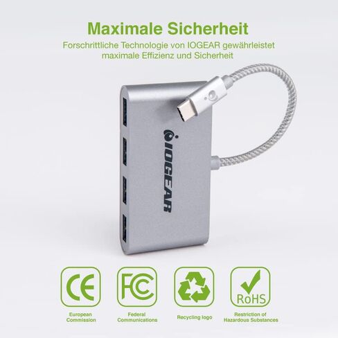 IOGEAR USB-C إلى USB 3.0 Hub - 1 USB-C in - 4 USB 3.0 Out - USB 3.0 معدل بيانات يصل إلى 5 جيجابت في الثانية - متوافق مع الإصدارات السابقة مع USB 2.0 وUSB 1.1 - MacBook - الكمبيوتر اللوحي - الهاتف الذكي - GUH3C14 in Kuwait