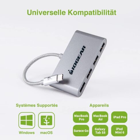 IOGEAR USB-C إلى USB 3.0 Hub - 1 USB-C in - 4 USB 3.0 Out - USB 3.0 معدل بيانات يصل إلى 5 جيجابت في الثانية - متوافق مع الإصدارات السابقة مع USB 2.0 وUSB 1.1 - MacBook - الكمبيوتر اللوحي - الهاتف الذكي - GUH3C14 in Kuwait