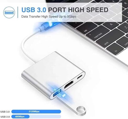محول USBC إلى HDMI متعدد المنافذ، محول USB-C رقمي AV، موسع من النوع C إلى HDTV مع مخرج 4K HD-MI USD3.0 وشحن PD 100W متوافق مع أجهزة MacBook/Mac Pro Air iPhone 15 والمزيد من أجهزة USB-C in Kuwait