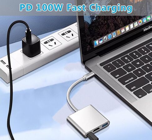 محول USBC إلى HDMI متعدد المنافذ، محول USB-C رقمي AV، موسع من النوع C إلى HDTV مع مخرج 4K HD-MI USD3.0 وشحن PD 100W متوافق مع أجهزة MacBook/Mac Pro Air iPhone 15 والمزيد من أجهزة USB-C in Kuwait