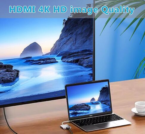 محول USBC إلى HDMI متعدد المنافذ، محول USB-C رقمي AV، موسع من النوع C إلى HDTV مع مخرج 4K HD-MI USD3.0 وشحن PD 100W متوافق مع أجهزة MacBook/Mac Pro Air iPhone 15 والمزيد من أجهزة USB-C in Kuwait