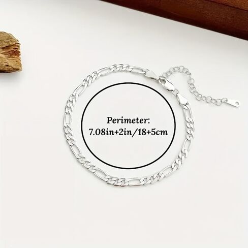 Unisex Figaro Anklet - 925 Sterling Silver Dual-Use Men'S And Women'S Bracelet Anklet - Timeless Style, Adjustable Length in Saudi Arabia