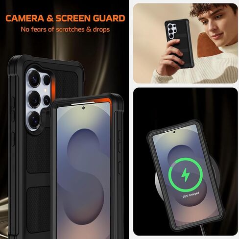 for Samsung Galaxy S25 Ultra Case with Belt Clip Holster,Military Grade Anti-Drop Shockproof Defender Phone Cases 2X Screen Protectors,2 Layers Rugged Heavy Duty Protective Bumper Cover (Black) in Saudi Arabia