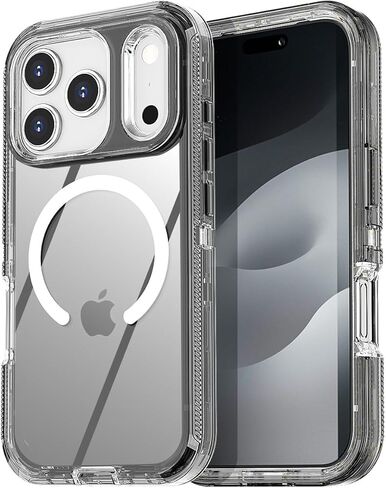 حافظة AICase لهاتف iPhone 17 Pro Max شفافة مع حماية Magsafe شديدة التحمل من السقوط، جسم كامل متين مقاوم للصدمات/الغبار، طبقة ثلاثية شفافة واقية عسكرية متينة لهاتف 17 ProMax 6.9"_1 in Kuwait