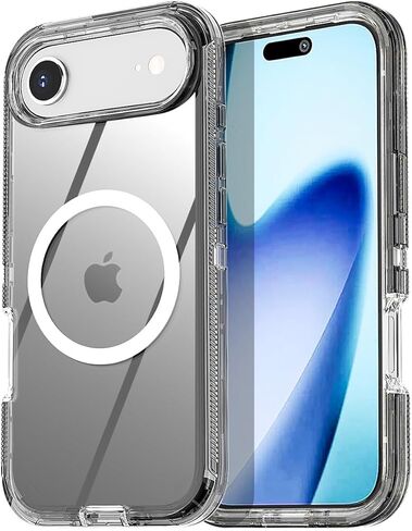 حافظة AICase لهاتف iPhone 17 Pro Max شفافة مع حماية Magsafe شديدة التحمل من السقوط، جسم كامل متين مقاوم للصدمات/الغبار، طبقة ثلاثية شفافة واقية عسكرية متينة لهاتف 17 ProMax 6.9"_1 in Kuwait