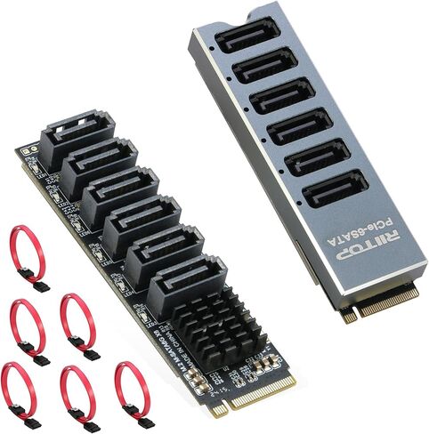M.2 to SATA 3.0 Adapter [6-Port] with 6X SATA3 Cable + M.2 to SATA Adapter [6-Port] with Case in Saudi Arabia