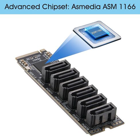 M.2 to SATA 3.0 Adapter [6-Port] with 6X SATA3 Cable + M.2 to SATA Adapter [6-Port] with Case in Saudi Arabia