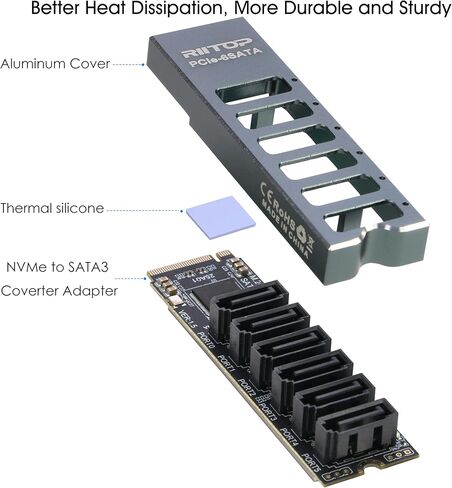 M.2 to SATA 3.0 Adapter [6-Port] with 6X SATA3 Cable + M.2 to SATA Adapter [6-Port] with Case in Saudi Arabia