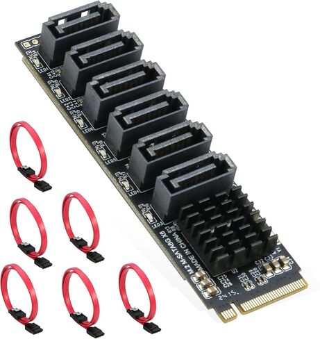 M.2 to SATA 3.0 Adapter [6-Port] with 6X SATA3 Cable + M.2 to SATA Adapter [6-Port] with Case in Saudi Arabia